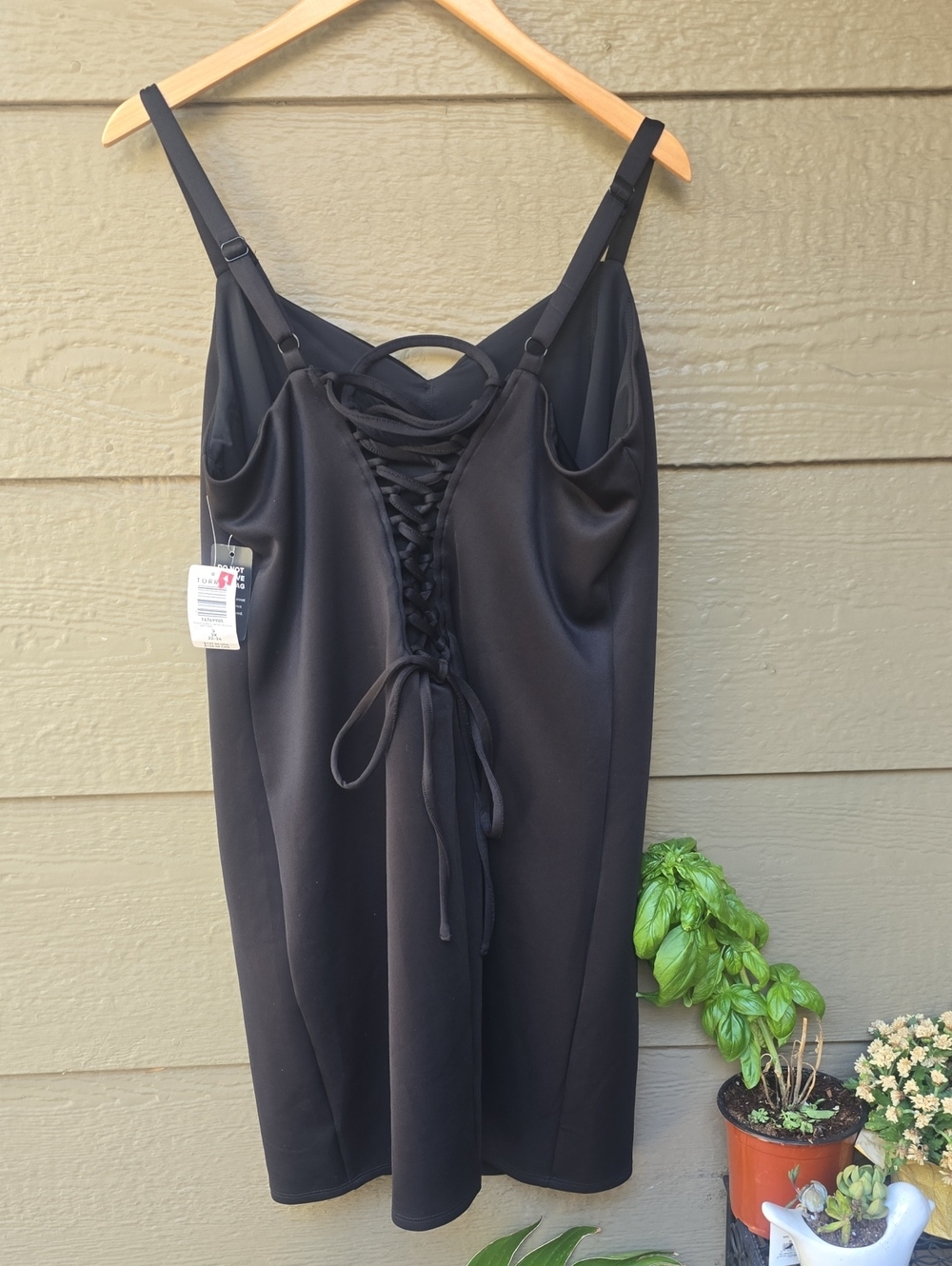 Torrid black scuba sweetheart bodycon lace up back dress nwt 3x - Picture 5 of 7